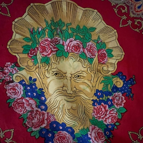 Versace 100% Silk Scarf. Hand Rolled. Multicolor. Made in Italy. 35”. - Picture 2 of 16